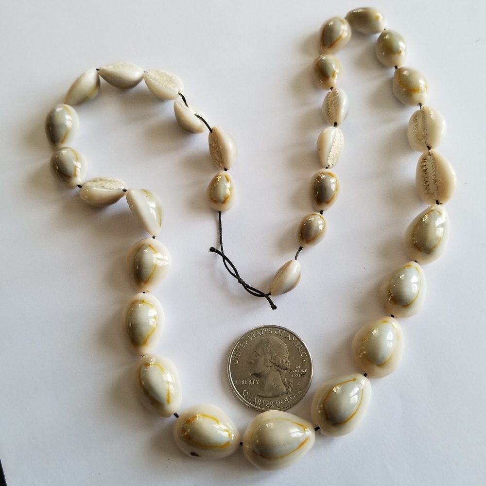 Vintage seashell necklace lei luau beach ocean jewelry cowrie surfer surf - Picture 3 of 9
